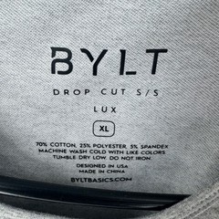 BYLT Basics Men XL Drop Cut Lux Shirt Heather Grey Navy Raglan Athletic NWT