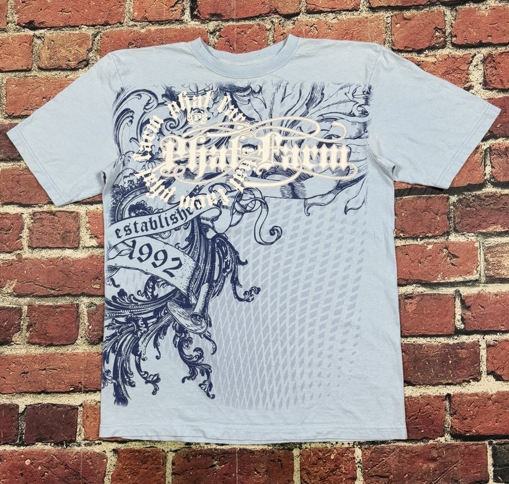 Vintage Y2K Phat Farm T-Shirt Cyber Grunge Hip Hop Streetwear Baby Blue Men’s L