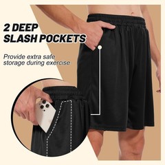 BOOJO Men’s Athletic Gym Shorts – Quick Dry Black Casual Small,