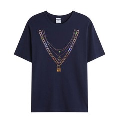 New Fashion Chain Rhinestones Summer Short Sleeve Luxury Men Trend Black T-Shirt