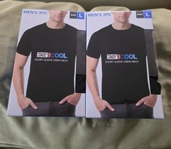 2/3 Packs 32 Degrees Men’s Cool Tee Short Sleeve Crew Neck Black Size Large NEW