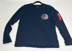 Carbon2Cobalt Mens Long Sleeve Blue T-Shirt Sz M Japanese Fire/Earth Design Soft