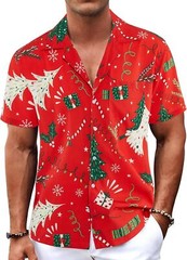 Men’s Hawaiian Shirt Tropical Floral Short Sleeve Button Down Casual Beachwear