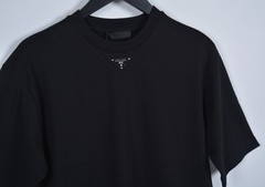 Men’s Prada Black Cotton T-Shirt M | Minimal Metal Detail
