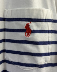 Mens Polo Ralph Lauren Striped Classic Fit Pocket T-Shirt Size Medium White Yale