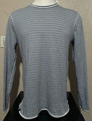 NEW Faherty Men’s Medium Marine Ivory Stripe Cloud Long Sleeve Reversable Tee M