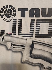 Vintage T Party Taurus Judge White T-shirt Size Large Used As-Is Distressed
