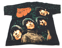 Vtg 90s The Beatles RUBBER SOUL Large All Over Print Double Sided T-Shirt