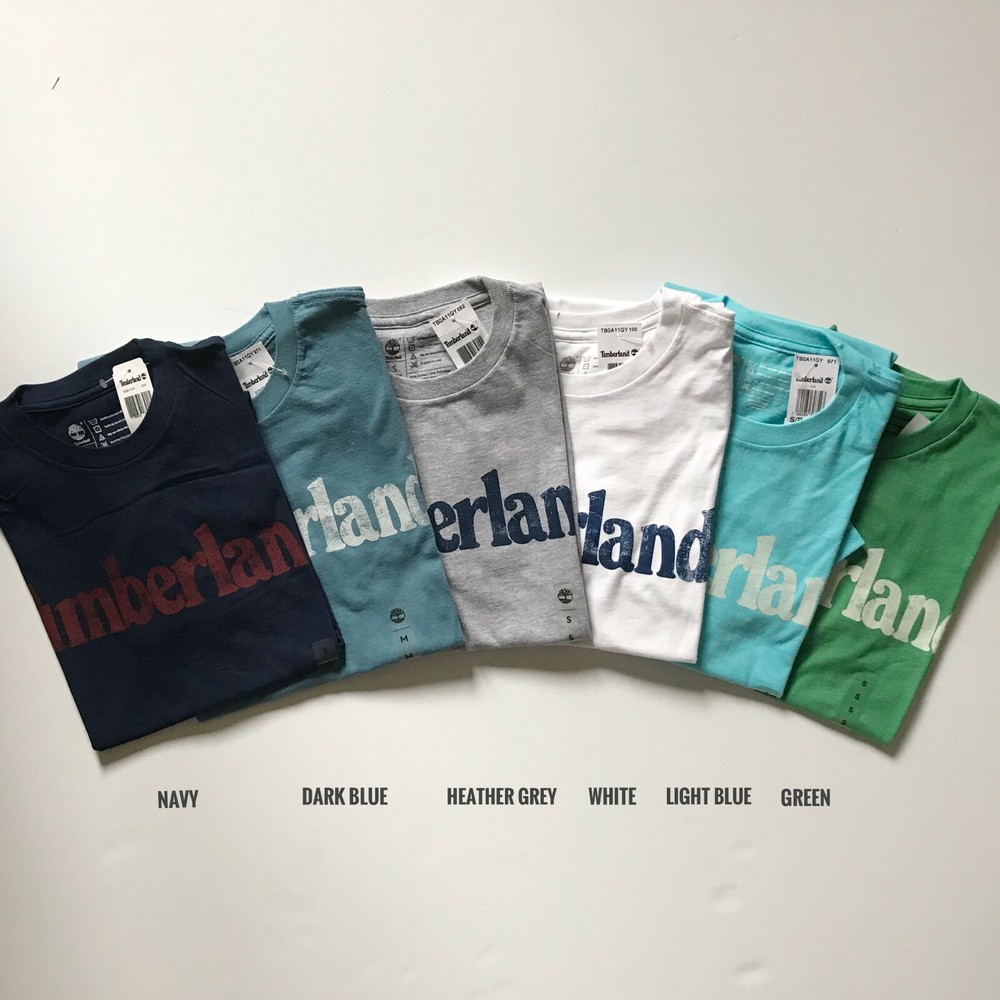NWT Timberland Men’s Faded Linear Logo Short Sleeve Crew Neck T-Shirt Tee A11GY