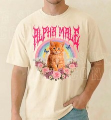 Alpha Male Funny Kitten Shirt Ironic Cat Meme Tee Sarcastic Gift For Cat Lover