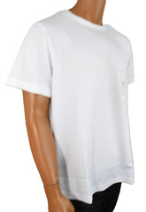 Alfani Mens T-Shirt New XL White Crew Neck Short Sleeve Stretch Knit Self Design