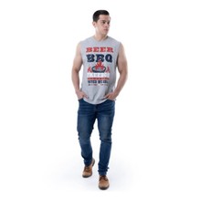 Way To Celebrate Men’s Gray Americana Graphic Beer BBQ United Muscle Tank Top