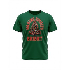 Holiday Time Men’s Graphic T Shirt 2XL Green “Making Spirits Bright” Christmas
