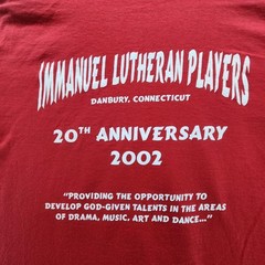 Vintage Hanes Shirt Mens Medium Red Godspell Graphic Tee 2002 Lutheran Players