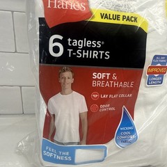 Hanes Men’s Cotton, Moisture-Wicking Crew Tee Large, White – 6 Pack Fast Ship