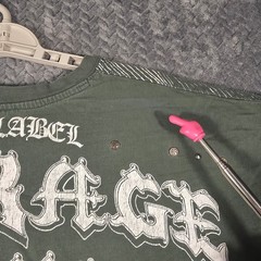 Black Label Men’s XL Graphic T-Shirt Green Y2K Gothic Distressed Biker