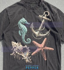 Seahorse Starfish Seashell Anchor Marine Ocean Comfort Tee