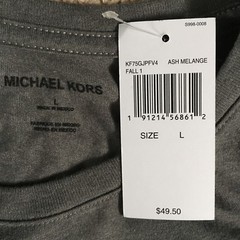 MICHAEL KORS Mens Grey Ash Melange Logo Tee Shirt KF75GJPFV4 (Large) NWT $49.50
