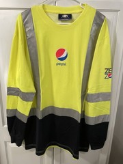 Pepsi Shirt Mens Large High Vis Employee Uniform Reflective Safety Long Sleeve