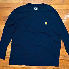 Carhartt Men’s XL T-Shirt Navy Long Sleeve Crew Neck Loose Fit Logo K126
