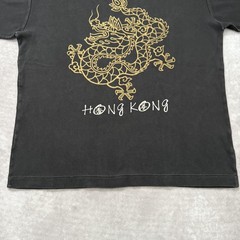 Vintage 90s Hong Kong Shirt Size M Single Stitch Dragon Tourist Souvenir Black