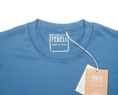 Fedeli $207 French Blue Extreme Giza Organic Cotton Short Sleeve T-Shirt 50 IT M