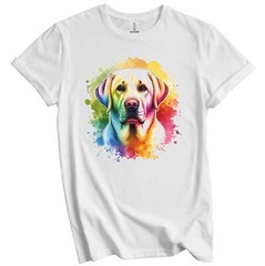 Labrador Retriever Rainbow Watercolor Portrait Dog Lover T-Shirt