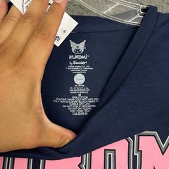 Sanrio T-Shirt Adult Medium Navy Blue Cute Cat Kuromi Graphic Cotton Casual