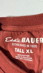 Eddie Bauer Shirt Mens XL Tall Long Sleeve Henley Crew Neck Buttons Rust Color