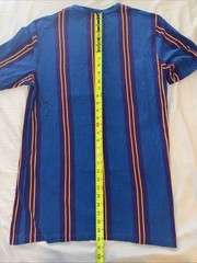 VTG ~ KARL KANI Shirt Mens LARGE Vertical Stripe Embroidered Logo Hip Hop Y2K