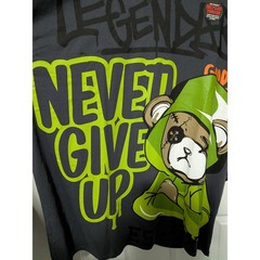 Rebellious Culture Men’s T-Shirt Sz 3X Never Give Up Legend Neon Green Bear NWT