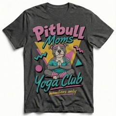 Pitbull Moms Yoga Club Geometric Retro Pink Lover T-Shirt Namaste Puppy Tee