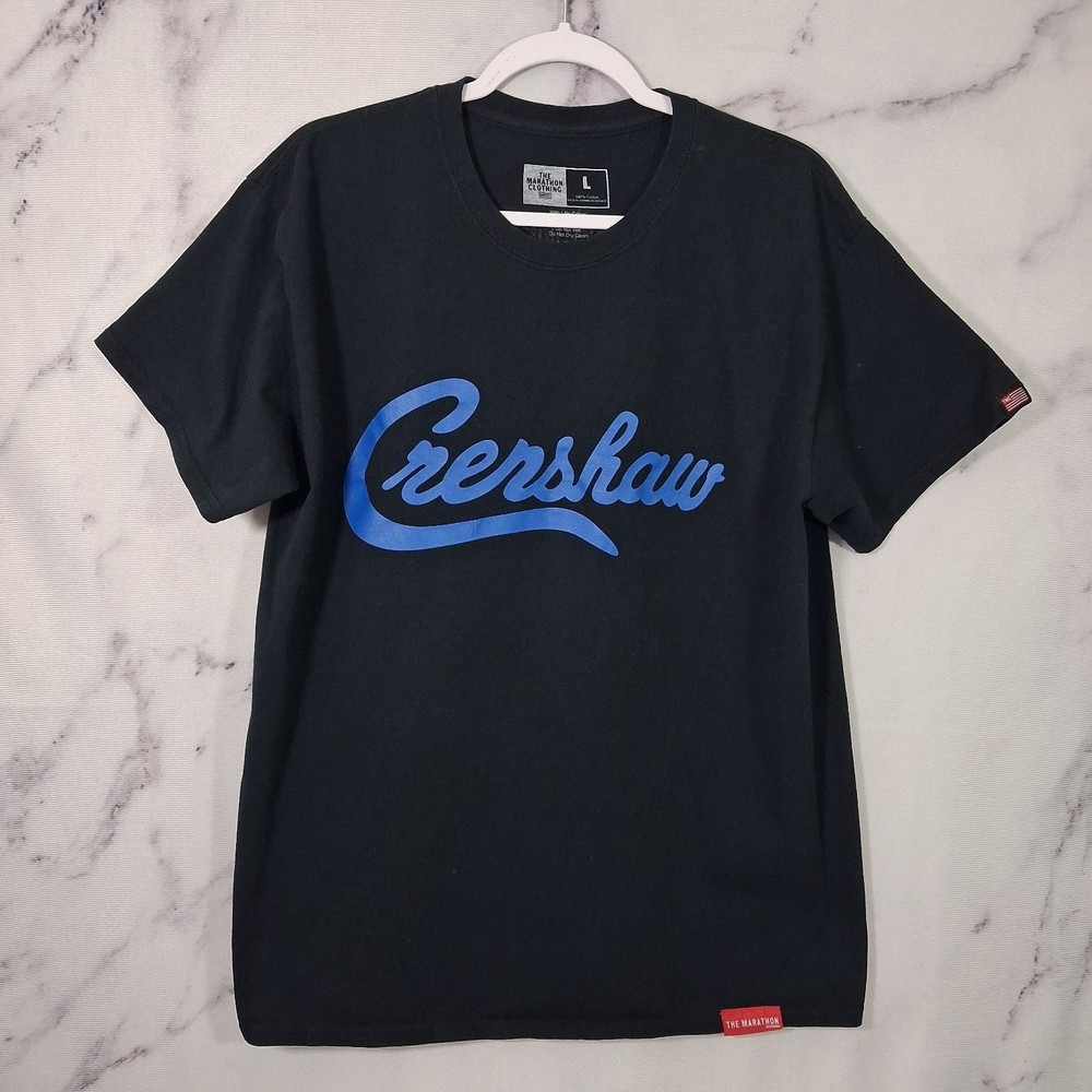 Marathon Clothing T-Shirt Men’s Black Blue L Crenshaw 100% Cotton Tee