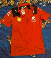 Puma Scuderia Ferrari US Size M Red Button Up Shirt Rosso Corsa 763416-01 NWT