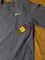NIKE BASEBALL TRAINING #493 BLUE V COLLAR COOL ZONED S/S SHIRT SIZE M MEN $85.00