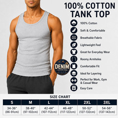 Men 100% Cotton Ribbed Tank Top A-Shirt Wife Beater Sleeveless Undershirt S-3XL