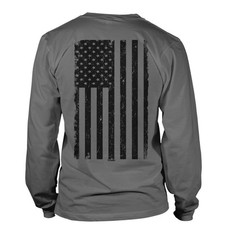 Distressed Black USA Flag – United States Unisex Long Sleeve Shirt (Charcoal …