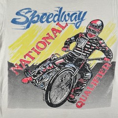 Vintage Speedway Racing Shirt Mens Large White Auburn Qualifier Signed 80s