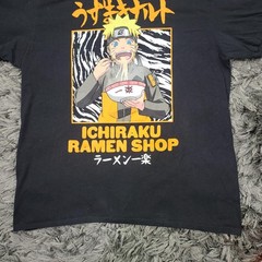 Naruto Ichiraku Ramen Shop Shirt Mens XL Black Graphic Tee Shippuden Anime Logo