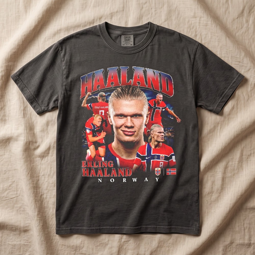 Retro Erling Haaland Comfort Colors, Norway Soccer Shirt