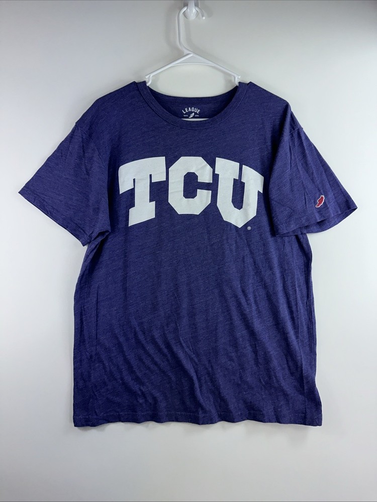5333 The League TCU Horned Frogs Men’s Large Purple Poly Cotton Blend T-shirt