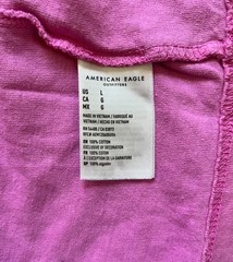 American Eagle Neon Pink Dip Dye Effect Heavy Cotton Pocket Tee Mens T-Shirt L