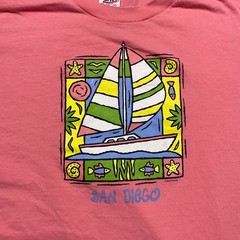 VTG Lance Headlee T-Shirt Mens XL Pink San Diego Sailboat Graphic Anvil Tag USA