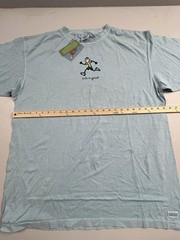 New Life Is Good Shirt Mens 2XL Blue Running Guy Graphic Tee Casual Cotton Top