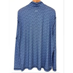 ROWM Mens Blue Pattern Lightweight Quarter 1/4 Zip Long Sleeve Pullover Shirt XL