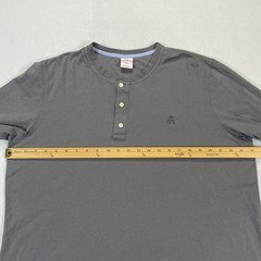 Brooks Brothers Shirt Mens 2XL Gray Long Sleeve Henley Golden Fleece Logo Tee