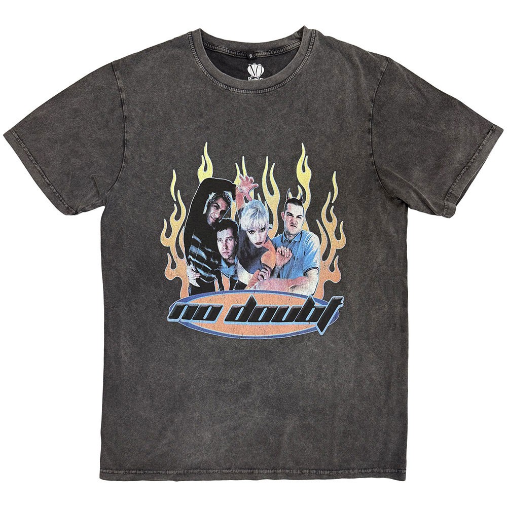 Men’s No Doubt Retro Stone Wash T-shirt Large Charcoal Grey