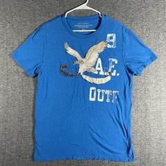 American Eagle Outfitters Shirt Mens Medium Blue Eagle Logo Applique Y2K Surf