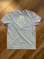J Crew New York NY heather blue retro navy marine anchor t-shirt Medium