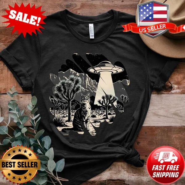 Vintage UFO Cowboy Cat Shirt, Retro T-Shirt, Retro 90s Western TShirt, Rodeo